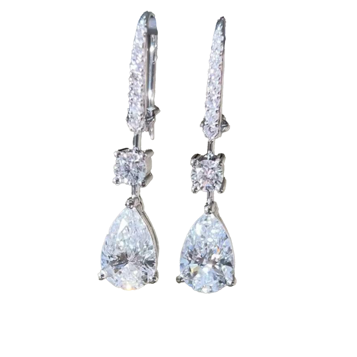 Raisove PT950鉑金 2.06cts／2p 水滴形培育鑽石耳钩(E-008)