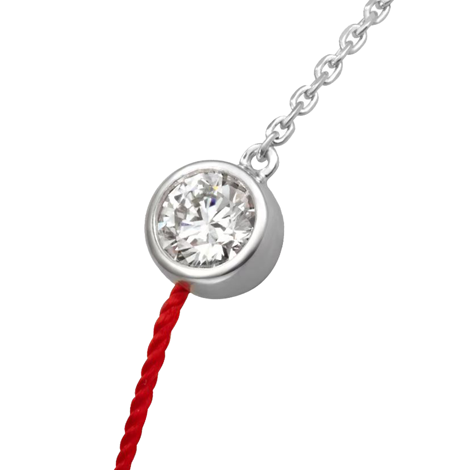 Raisove PT950鉑金  培育鑽石紅繩手鏈(H-003)