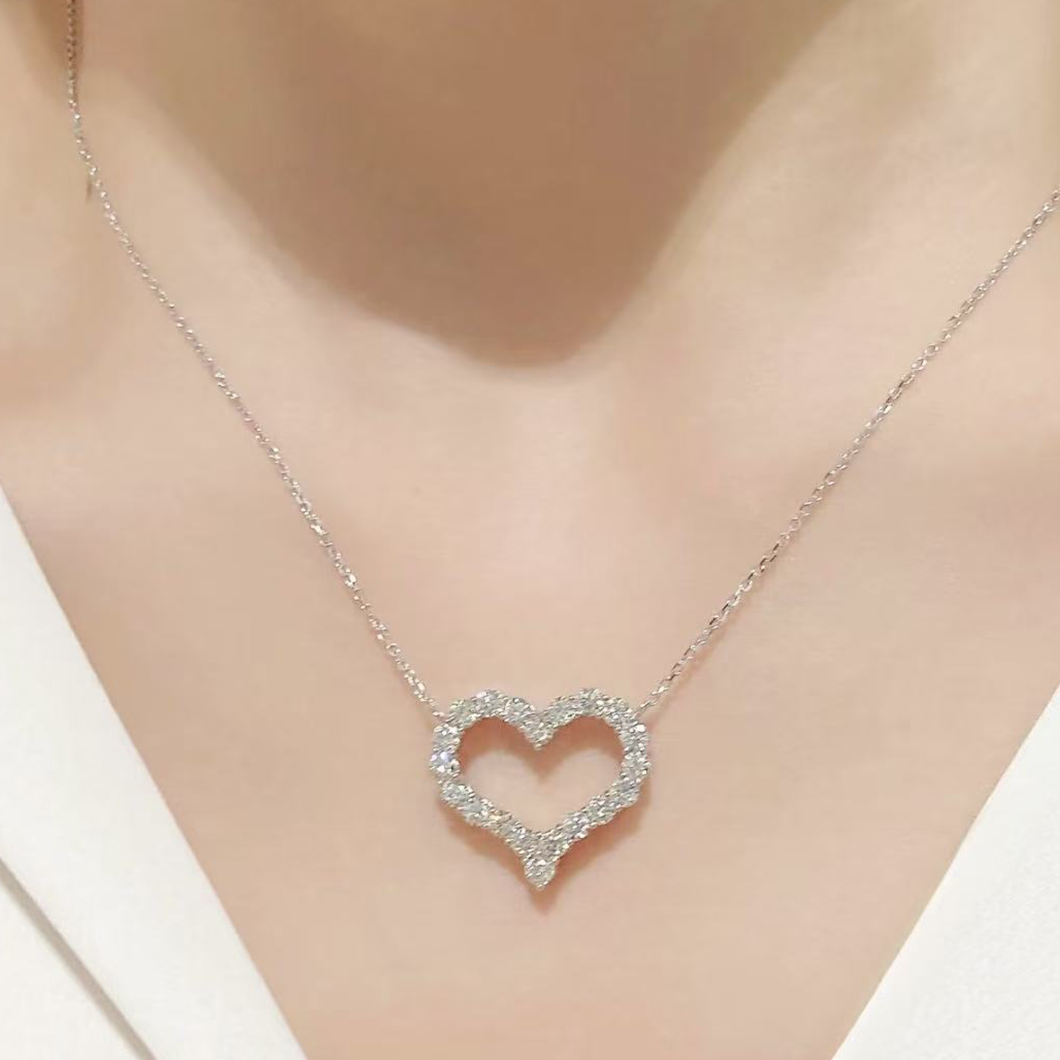 Raisove PT950鉑金 心形培育鑽石吊墜(N-001)