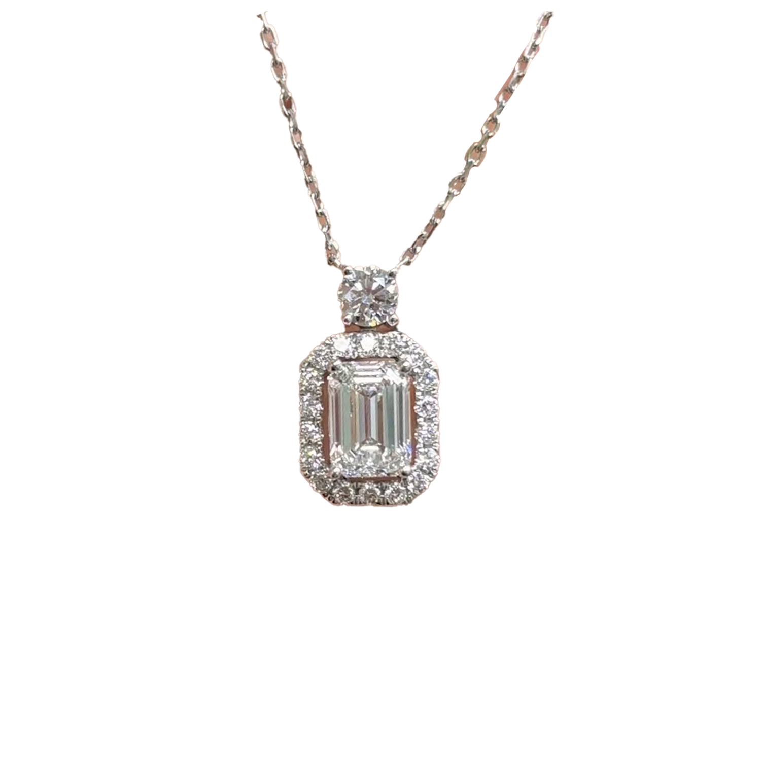 Raisove PT950鉑金祖母綠鑽石吊墜 (N-008)