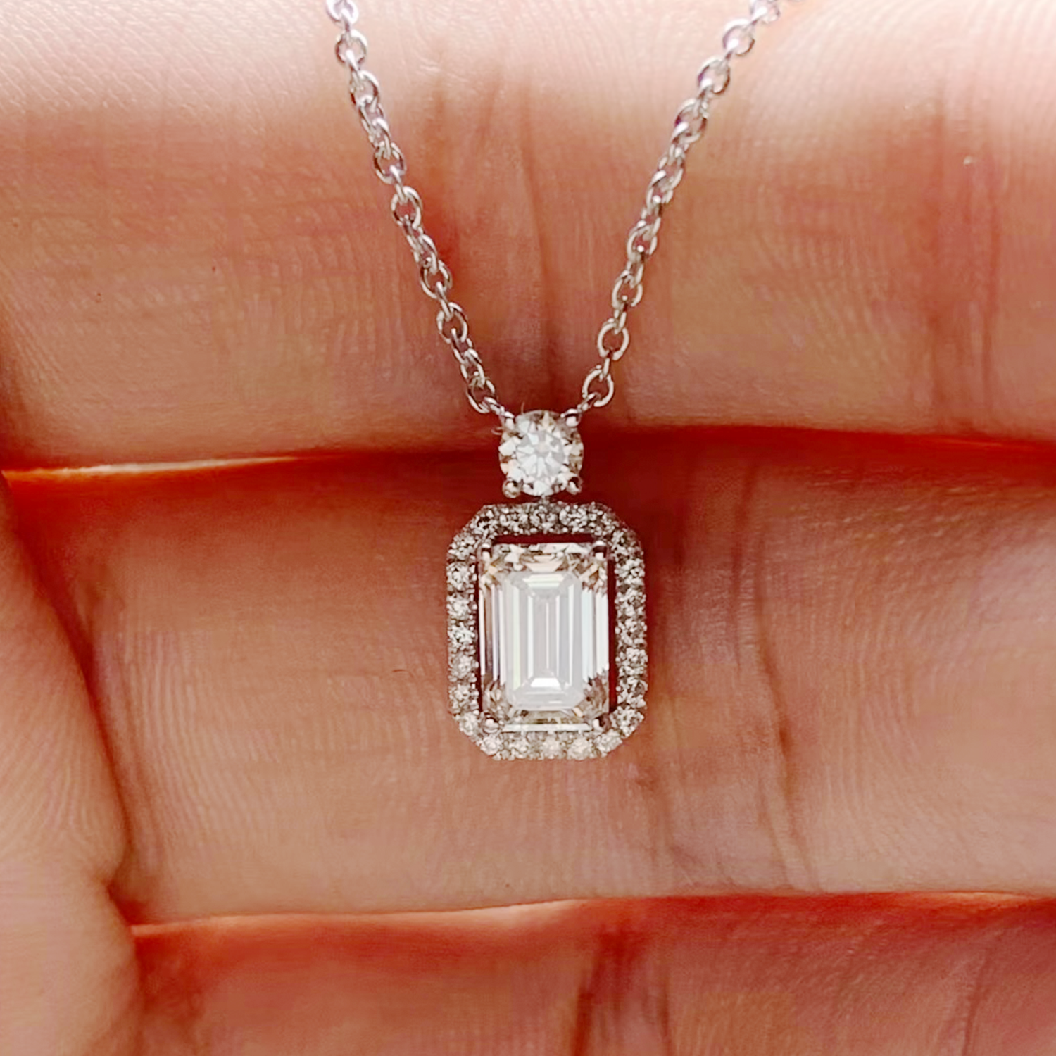 Raisove PT950鉑金祖母綠鑽石吊墜 (N-008)