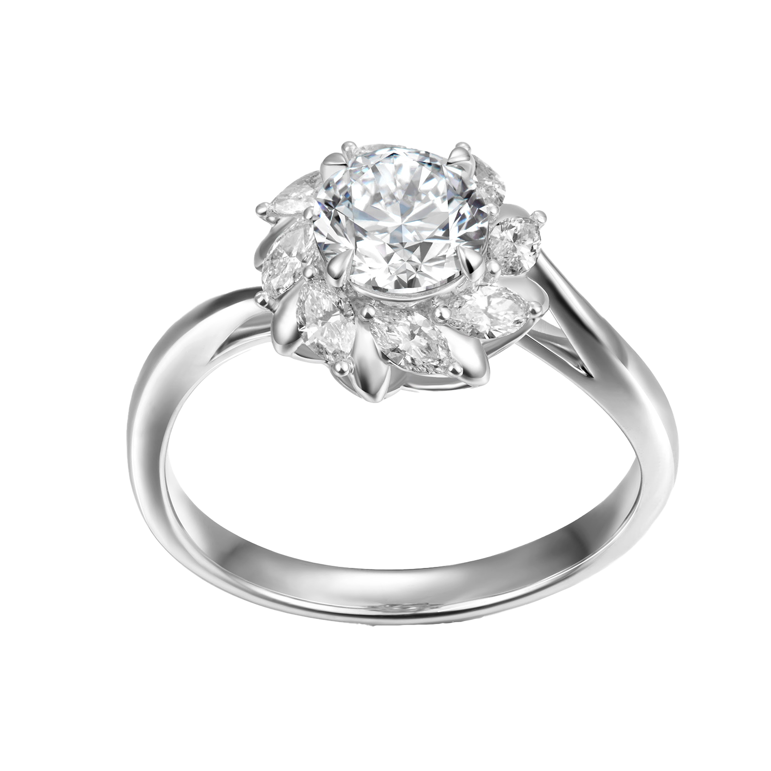 Raisove PT950鉑金 1.01cts 璀璨之花培育鑽石戒指 D色(R-001)