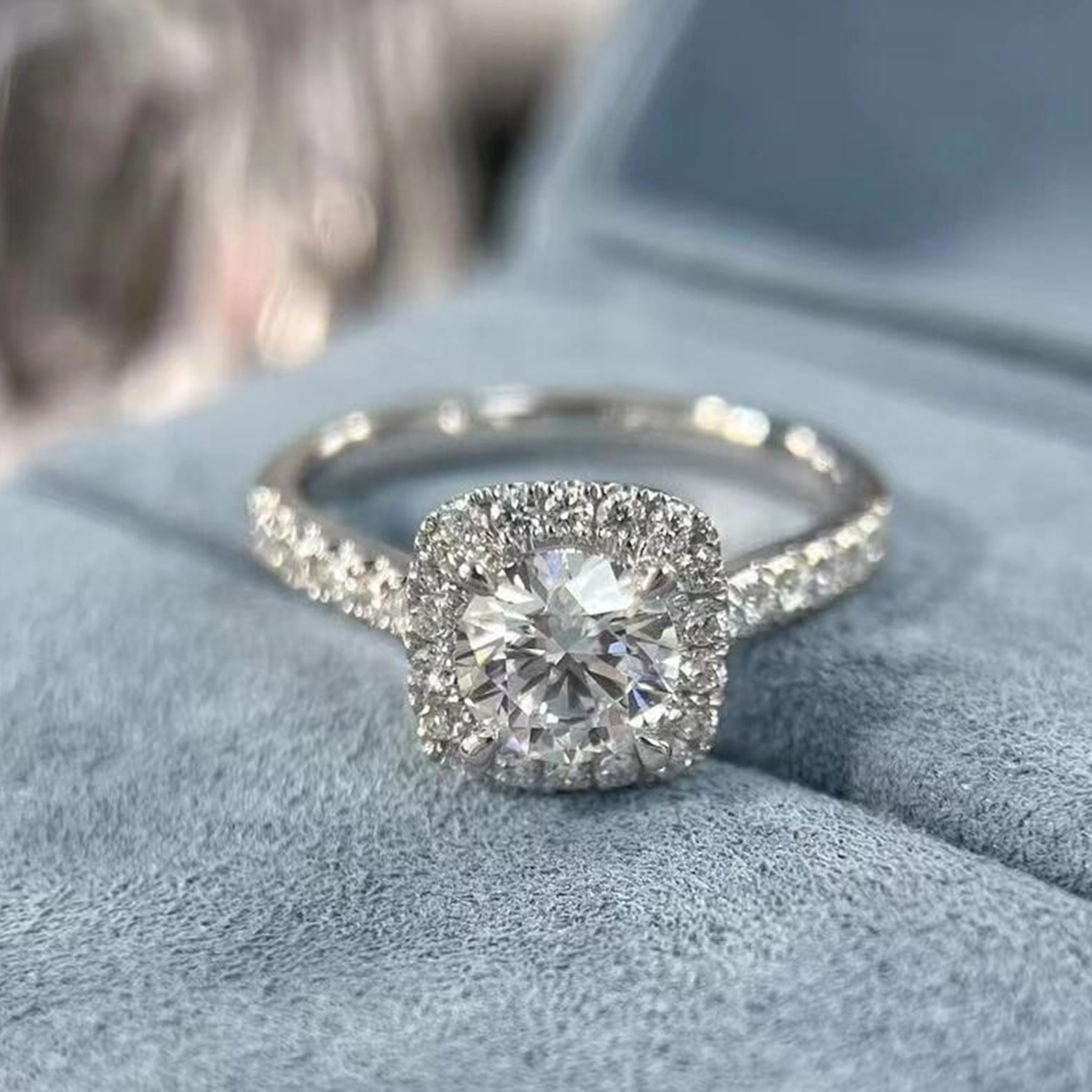 Raisove PT950鉑金 1cts 方糖培育鑽石戒指 D色(R-010)