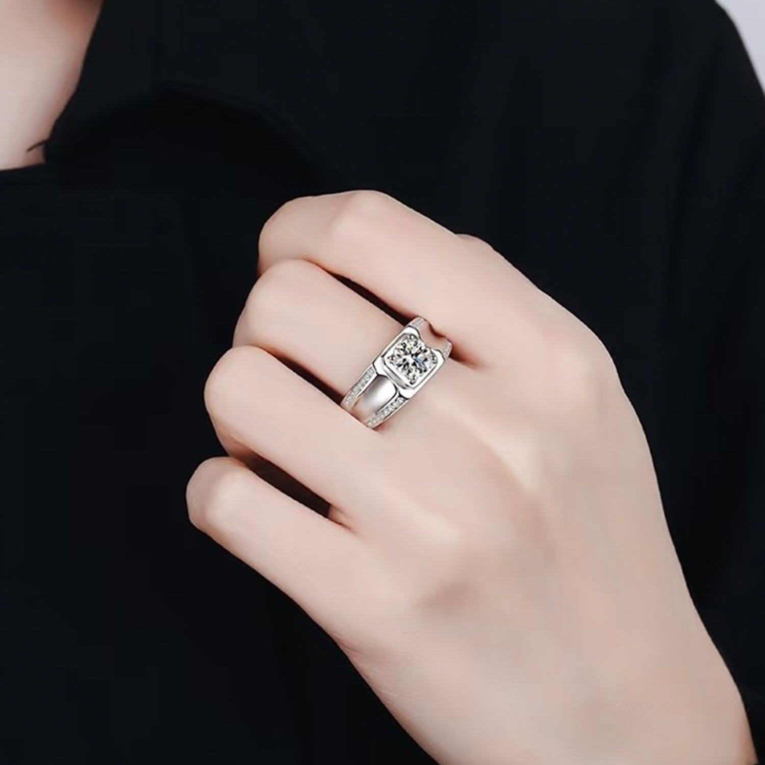 Raisove PT950鉑金 1.01cts 男戒培育鑽石戒指 (R-031)